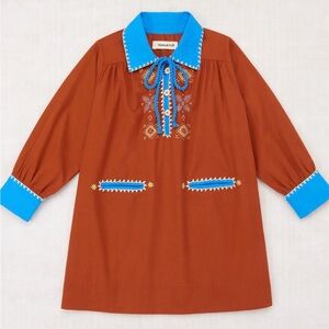 NWT. Misha and Puff Kids Anita Cotton Dress, Chili Spice, Size 6y